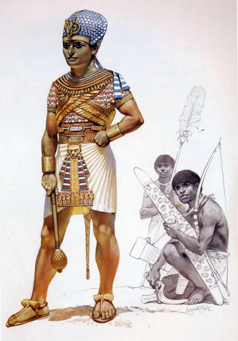 egyptian pharaoh of the 15th century BC wearing armour. Harun Al Rashid, Ancient Egyptian Clothing, Thutmose Iii, Egyptian Warrior, Egyptian Clothing, Egypt Fashion, Warriors Illustration, Historical Warriors, Egyptian Pharaoh