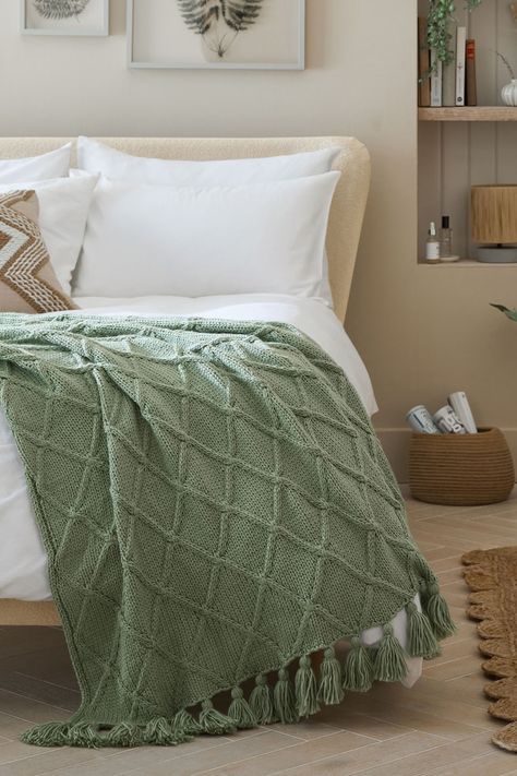 Chunky Cable Knit Throw, Green Throw Blanket, Cable Knit Throw, Sage Green Bedroom, Green Blanket, Knit Throw, Green Bedding, Chunky Cable Knit, Green Throw Pillows