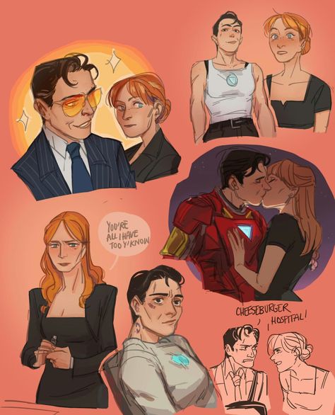 Pepper Potts Fanart, Tony Pepper, Marvel Heroes Names, Tony And Pepper, Avengers Fan Art, Superfamily Avengers, Pepper Potts, Cute Couple Comics, Marvel Artwork