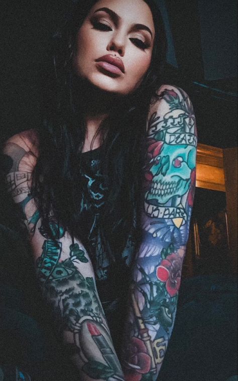 Bailey Sarian Tattoo, Metal Girl Style, Pet Tattoos, Bailey Sarian, Makeup Portfolio, Pretty Tattoos For Women, Black Lipstick, Incredible Tattoos, Top Tattoos