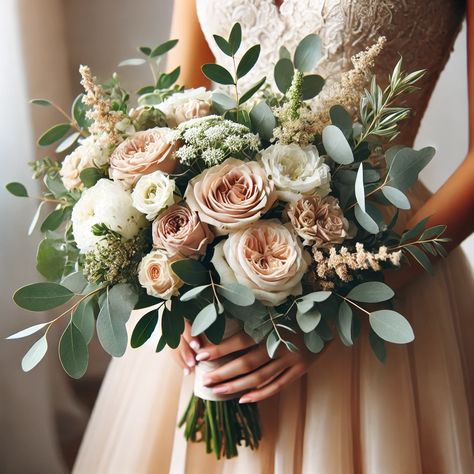 Boho Wedding Bouquet Eucalyptus, Modern Rustic Wedding Flowers, Sage Green Bridal Bouquet, Sage Green Wedding Bouquet, Sage Green And Blush Wedding, Farmhouse Bouquet, Wedding Bouquets Summer, Sage And Blush Wedding, Sage Wedding Colors