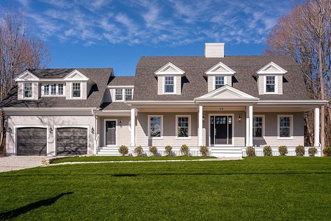 Cape Cod House With Porch, Cape House Addition, Cape Cod Front Steps, Cape Cod With Front Porch, Cape Cod Home Exterior, Mud Room Addition Exterior, Cape Addition Before And After, Colonial With Dormers, Cape Cod Front Porch