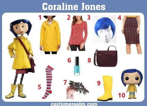 Coraline Style, Coraline Halloween Costume, Scary Women, Coraline Characters, Coraline Halloween, Coraline Costume, Yellow Rain Boots, Character Halloween Costumes, S Costumes