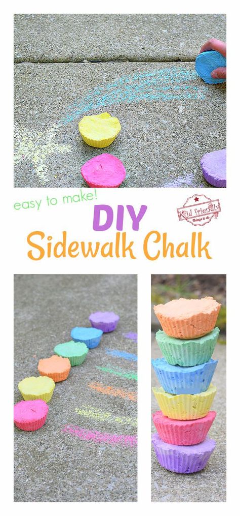 Sidewalk Chalk Recipe, Homemade Sidewalk Chalk, Chalk Activities, Sidewalk Chalk Paint, Sidewalk Paint, Make Chalk Paint, Chalk Paint Recipe, Homemade Chalk, Easy Art For Kids