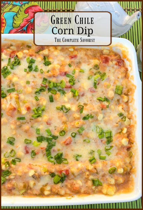 Cold Corn Dip, Green Chili Breakfast, Nfl Food, Jojo Recipe, Green Chile Corn, Chili Dip Recipes, Green Chili Soup, Hatch Chili Recipes, Stuffed Chicken Recipes