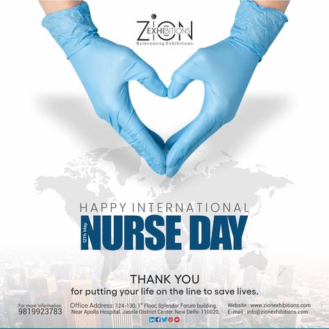 Let us take a moment to salute and thank our brave nurses across the world, for their dedication and perseverance in these trying times! Zion family appreciates their efforts and wishes them a very Happy International Nurses Day!! #Zionexhibitions #Nursesday #Internationalnursesday #Frontlineworkers #Nurse #realfighter #coronawarriors #mask #heroes #nurseslife #thankyounurses #Healthcare #StaySafe #stayhome #indiafightscovid #stayhealthy Nursing Day Poster, Happy International Nurses Day, Thank You Poster, International Nurses Day, National Nurses Day, Happy Nurses Day, Nurse Day, Words Of Appreciation, Doctors Day