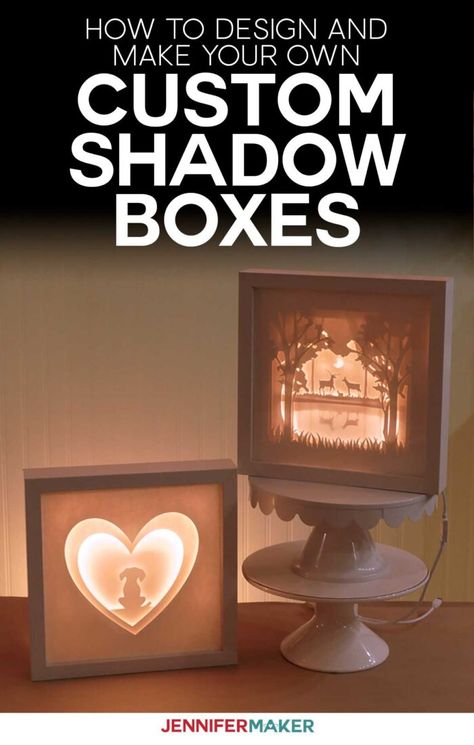 Custom Shadow Boxes: Make Your Own in Cricut Design Space | Free Template #shadowbox #papercraft #cricut Diy Shadow Box Frame, Jennifer Maker, Shadow Light Box, Diy Shadow Box, Cricut Explore Projects, Idee Cricut, Custom Shadow Box, Anniversaire Harry Potter, Projets Cricut