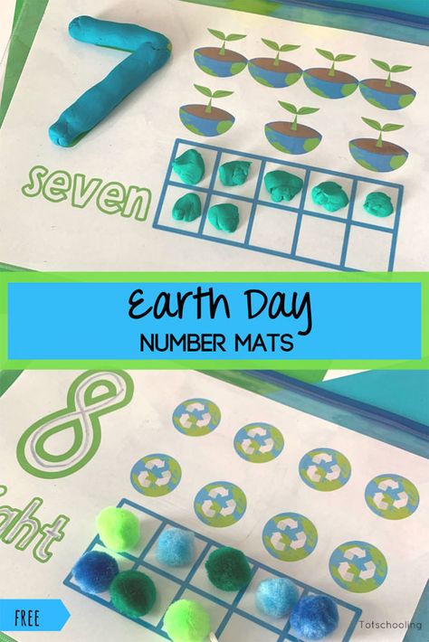 Earth Day Cognitive Activities, Earth Day Counting Activities, Earth Day Math Activities For Preschoolers, Earth Day Playdough Mats, Earth Day Small Group Preschool, Recycle Math Activities Preschool, Earth Theme Preschool Activities, Earth Math Activities Preschool, Earth Day Math Activities Preschool