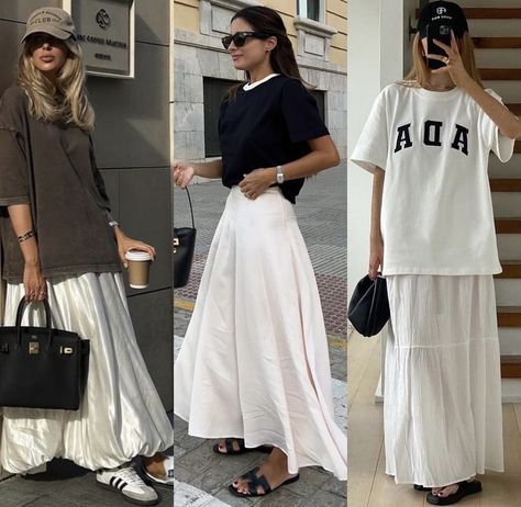 White Maxi Skirt Outfit Summer, White Maxi Skirt Outfit, Maxi Skirt Outfit Summer, Fashion Inspo Casual, Outfit Summer Casual, French Chic Fashion, White Skirt Outfits, Skirt Outfit Summer, White Maxi Skirt