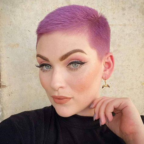 Pink Buzzcut, Blonde Buzzcut, Pixie Buzz Cut, Local Barber Shop, Buzzcut Season, Buzz Cut Women, Super Short Pixie, Wild Hair Color, Shaved Head Women