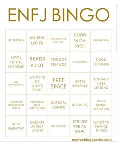 how Enfj Bingo, Enfp Bingo, Mbti Bingo, Mbti Functions, Enfj Personality, Enfj T, Psychological Tips, Enneagram 2, Myers Briggs Personality Types