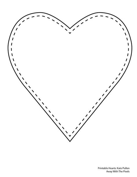 5 Free Heart Shaped Printable Templates for Your Craft Projects: Single Heart With Stitched Border Heart Patterns Printable, Heart Shapes Template, Printable Heart Template, Heart Stencil, About Heart, Shape Templates, Heart Printable, Applique Templates, Heart Outline