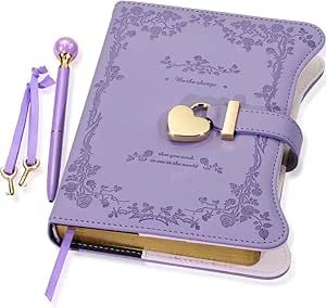 Purple Notebook, Purple Diary, Lilac Aesthetic, Diary With Lock, Diary Aesthetic, Refillable Notebook, Garden Purple, Girls Gift Ideas, Pink Office