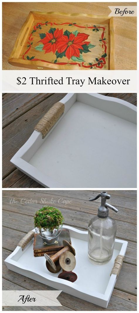 Tray Makeover, Diy Home Decor For Apartments, Thrift Store Makeover, Thrift Store Diy, Tafel Decor, Thrift Store Crafts, Diy Upcycling, Easy Home Decor, Décor Diy