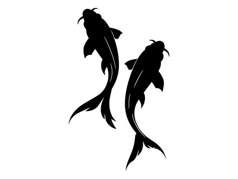 Koi Fish Silhouette Tattoo, Koi Fish Silhouette, Koi Silhouette, Carp Pond, Aquatic Animal, Coy Fish, Fish Svg, Animal Art Projects, Fish Silhouette