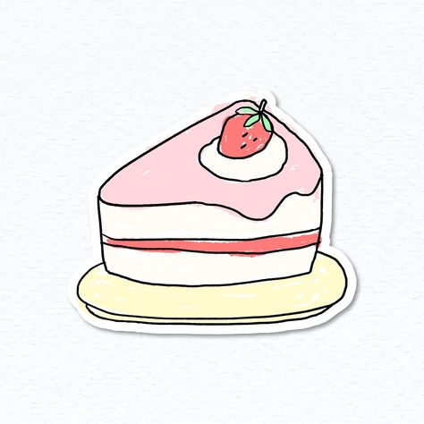 Cute homemade strawberry cake doodle style journal vector | premium image by rawpixel.com / nunny Cake Doodle, Cheesecake Breakfast, Doodle Cake, Cake Cartoon, Homemade Strawberry Cake, Cartoon Cupcakes, Strawberry Cream Cakes, Cute Bakery, Cake Drawing