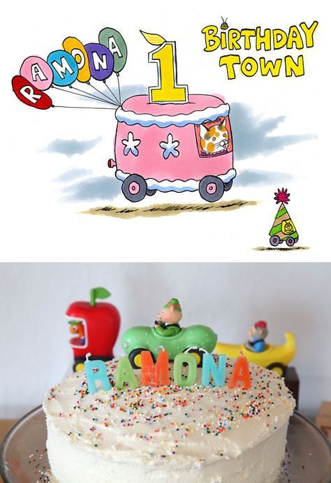 Busytown Party Invitation and Cake!    (Richard Scarry inspired drawings by Ryan.) Busy Town Birthday Party, Busytown Birthday Party, Richard Scarry Birthday Party, Busytown Mysteries, Richard Scary, Book Themed Birthday Party, Busy Town, Bug Eyes, Inspired Drawings