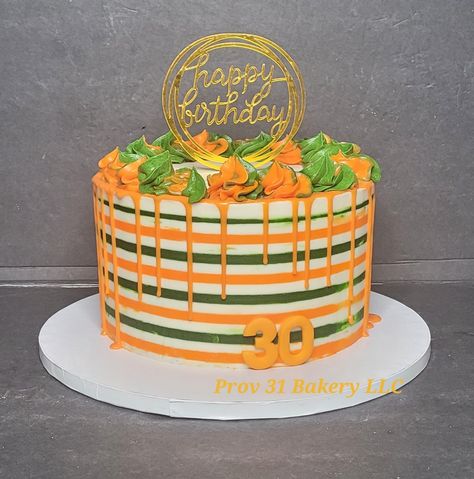 Orange And Green Cake Design, Green Cake, Orange And Green, Cake Designs, Birthday Cake, Orange, Cake, Birthday, Green