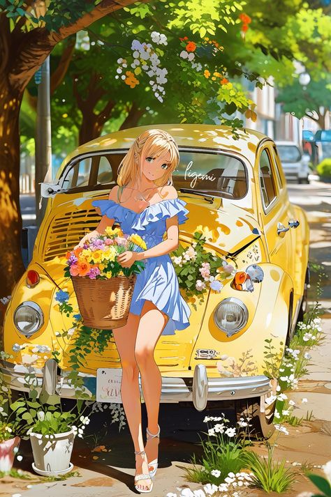 The new day is gentle with a bit of fresh floral scent. 💐✨ . . #happymoments #flowerpower #naturelovers #yellowvibes #beautyofnature #relaxingvibes #sunnyday #instaflower #vintagecar #ligemi #aiart Floral Scent, Happy Moments, New Day, Sunny Days, Flower Power, Vintage Cars, Natural Beauty, Yellow, Floral