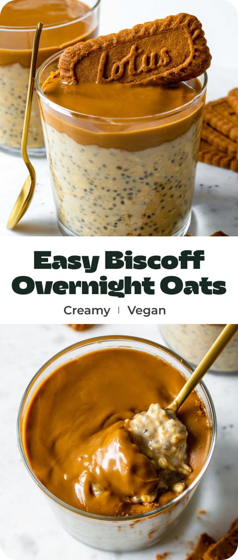 Start your day on a delicious note with our Bicoff overnight oats! Creamy oats, rich Biscoff cookie butter, and a touch of vanilla create a heavenly breakfast that's easy and nutritious. Perfect for busy bees who want a tasty breakfast without the hassle. Try our Bicoff overnight oats today and elevate your breakfast game! Overnight Oats Recipe Meal Prep, Overnight Oats Cookie Butter, Nut Free Overnight Oats, Cookie Butter Breakfast Recipes, Creme Brulee Overnight Oats, Overnight Oats Topping Ideas, Cookie Butter Overnight Oats, Biscoff Overnight Oats Healthy, Oats Overnight Copycat Recipe