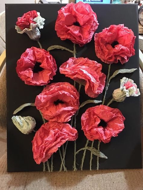 Learn how to make beautiful coffee filter poppies. Poppy paper flower diy. Paper crafting. Easy coffee filter craft Easy Coffee Filter Crafts, Tissue Paper Poppy Flowers Diy, Paper Poppy Template, 3d Poppy Craft, Coffee Filter Poppy Flowers, Coffee Filter Poppies, Diy Poppy Flower, Paper Poppy Flowers Diy, Poppy Flower Craft