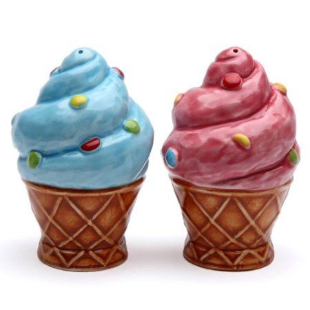 Ice Cream Salt and Pepper Shakers Ice Cream Salt, Shaker Home, Salt N Pepper, Soft Serve Ice Cream, Salt Cellar, Salt Shaker, Soft Serve, Salt And Pepper Set, Ice Cream Cone