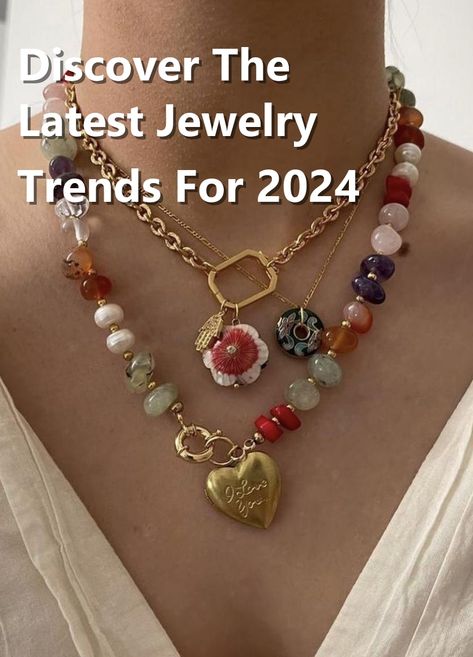 Looking to stay ahead of the fashion game? Dive into the latest jewelry trends for 2024! From statement earrings to layered necklaces, this pin has all the inspiration you need to elevate your accessory game. Stay stylish and on-trend with these must-have pieces. Trend Accessories 2024, Earrings 2024 Trends, Necklace Trends 2024, Jewelry Trend 2024, Fall 2024 Jewelry Trends, Trending Earrings 2024, Jewellery Trends 2024, Trending Jewelry 2024, Jewelry 2024 Trends