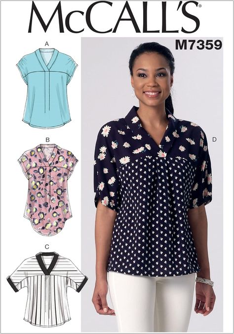 McCall's Patterns M7359 Misses' V-Neck Dolman Sleeve Tops, ZZ (Large-X-Large-XX-Large) : Amazon.ca: Home Sewing Tops, Seam Binding, Top Sewing, Sew Ins, Mccalls Sewing Patterns, Dolman Sleeve Tops, Top Sewing Pattern, Easy Sewing Patterns, Mccalls Patterns