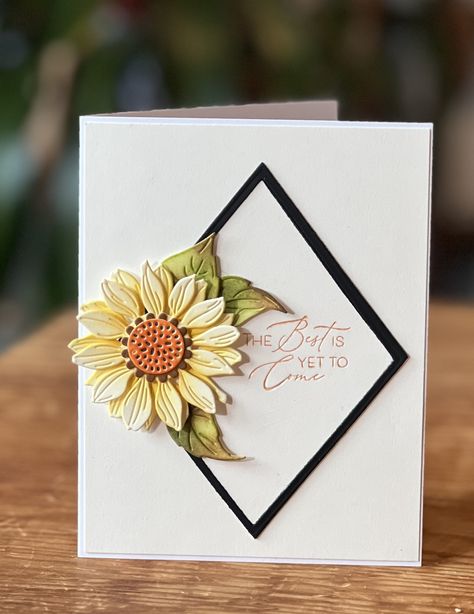 Sunflower Cards, Cards Flowers, Daisy Cards, Homemade Birthday Cards, Bday Cards, Spellbinders Cards, Flower Card, Cricut Cards, Quilling Cards