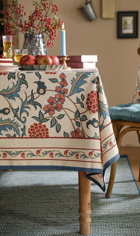 Amazon.com: patdrea French Linen Pattern Tablecloth Soft Durable Floral Table Cloth Designer Kitchen Dining Tablecloth for Rectangular Tables for Parties Christmas 67"x 67" : Home & Kitchen Christmas Tablecloth Ideas, Trend Kitchen, Floral Table Cloth, Dining Tablecloth, Pattern Tablecloth, Linen Pattern, Designer Kitchen, Floral Table, Christmas Table Cloth