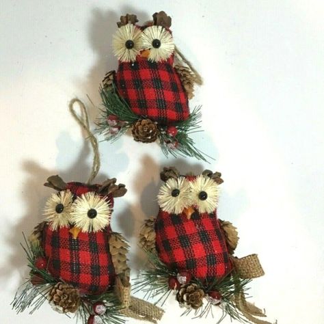 3-Adorable Farmhouse Owls With Red Buffalo Plaid Christmas Tree Ornaments The Owl Is Perched On Greenery With Pinecones And Berries. The Eye Are So Cute! They Hang From A Matching Natural Rope. Approx. 4.5 In X 3.5 In X 2.5 In The Listing Includes 3 Owls!!! Great Value!!! $$$-Save Money-$$$ As You May Or May Not Know You Can Save Significantly On Shipping Costs By Bundling Items. Poshmark Has A Flat Rate Shipping Of $7.97 For Up To 5 Lbs. That Means Typically Several Items Will Fit In The Box. T Red Buffalo Plaid Christmas Tree, Midwest Christmas, Patriotic Christmas Ornaments, Owl Christmas Tree, Buffalo Plaid Christmas Decor, White Christmas Stockings, Buffalo Plaid Christmas Tree, Plaid Christmas Decor, Buffalo Plaid Ribbon