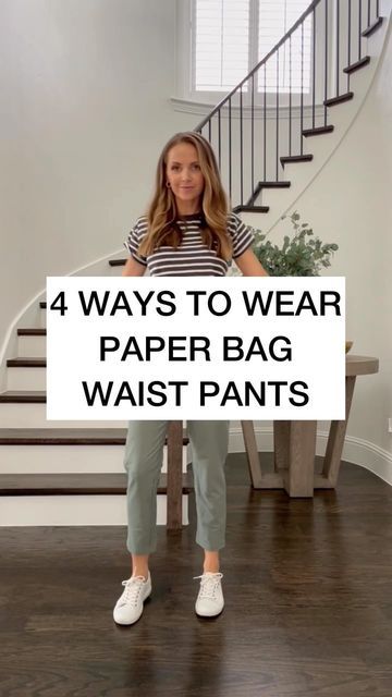 Outfits With Paper Bag Pants, Styling Paper Bag Pants, How To Style Paper Bag Pants, Paper Bag Waist Pants Outfit, Black Paper Bag Pants Outfit, Style Paper Bag Pants, Paper Bag Pants Outfit, High Waisted Flowy Pants, Paper Bag Skirt