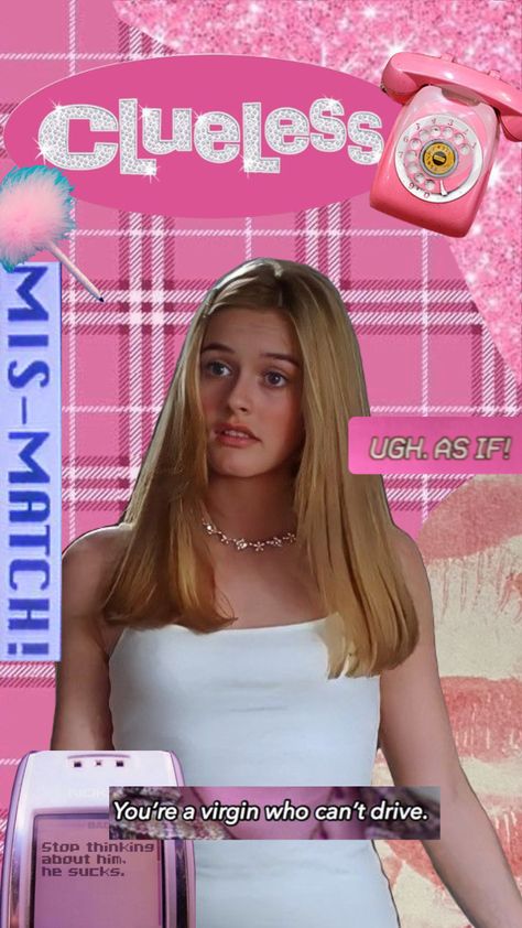 #clueless #cluelessmovie #90smovies #movie #vibes #wallpaper #vintage #90s #early2000s #cher #pink Old Money Movies, Cher Wallpaper, Clueless Wallpaper, Money Movies, Rachel Outfits, Movie Vibes, Clueless Aesthetic, Clueless Movie, Girls Things