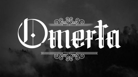 Omerta Tattoo Design, Vintage Design Style, Anubis Tattoo, Blackletter Font, Gothic Font, Omerta Tattoo, Typography Alphabet, Design Fonts, Film Making