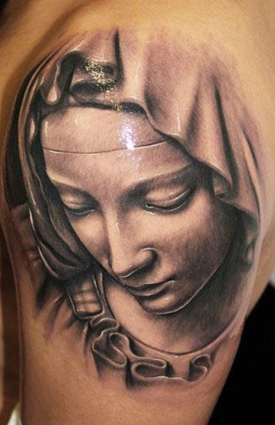 Mama Mary Tattoo, Mama Mary Tattoo Design, Mary Tattoo Design, Religous Tattoo, Christus Tattoo, Mother Mary Tattoos, Religion Tattoos, Jesus Tattoo Design, Virgin Mary Tattoo