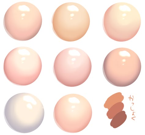 Skin tone palettes Skin Highlights Drawing, Pearl Digital Art, Skintone Palettes Digital Art, Light Skin Color Palette, Anime Skin Color Palette, Skin Tone Drawing, Anime Skin Tone, Skin Color Palette Digital Art, Skin Tone Art