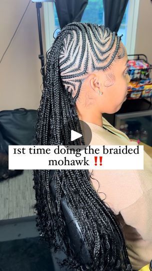 26K views · 3.7K reactions | 1st time doing the braided Mohawk … and I SPAZZEDDDDD‼️‼️‼️🔥🔥🔥🔥🔥 #nflwags #cincinnatibraider #cincinnatibengals #fyp #fypシ #ohiohairstylist #nflwives #columbushairstylist  #cincinnatibengals #bengalsbabies #kidsbraids #ohiohairstylist #fyp #fypシ #cincinnatibraider #braidsbraidsbraids #braids #braidideas #braidedmohawk #mohawkbraids | Ellie | GloRilla · TGIF (Extended) Mohawk Boho Braids Hairstyles, Mohawk Knotless Braids, Knotless Mohawk Braids, Mohawk Boho Braids, Braid Mohawk For Black Women, Braided Boho Mohawk, Braided Mohawk Hairstyles For Black Hair, Mohawk Braids For Black Women, Braided Mohawk For Black Women