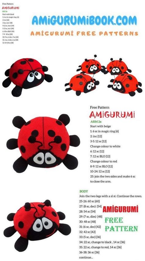 Crocheted Ladybug Free Pattern, Ladybug Amigurumi Free Pattern, Crochet Ladybug Pattern Free Amigurumi, Crochet Ladybug Pattern Free, Crochet Ladybug, Crochet Toys Free Patterns, Crochet Toys Free, Crochet Animal Amigurumi, Crochet Cat Pattern