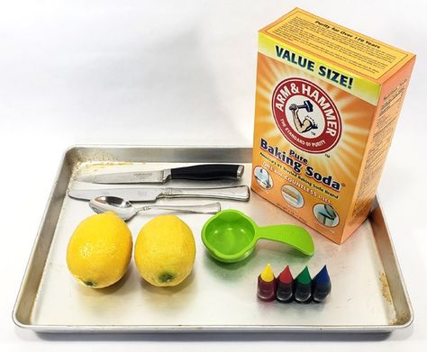 Make a Lemon Volcano | STEM Activity Lemon Experiment, Preschool Volcano Experiment, Classroom Volcano Experiment, Lemon Volcano Experiment, Exploding Volcano Experiment, Lemon Volcano, Paper Roller Coaster, Volcano Experiment, Cool Science Fair Projects