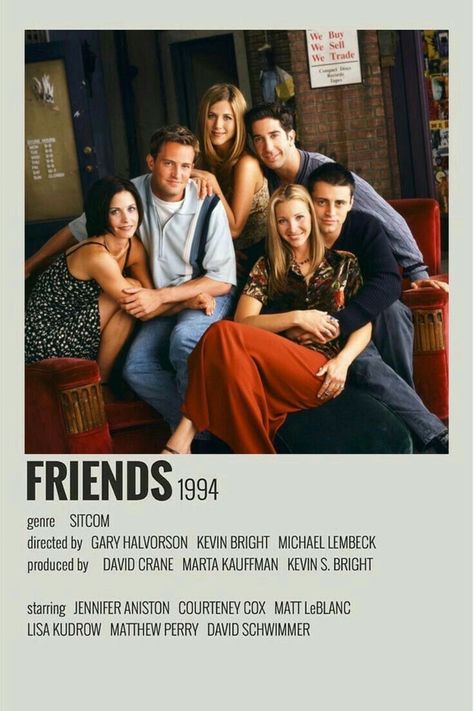 Minimalist Film Posters, Jennifer Aniston 90s, Friends Sitcom, Friends 1994, Minimalist Movie Posters, Film Polaroid, Posters Minimalist, Filmy Vintage, Iconic Movie Posters