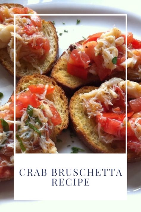 Crab Bruschetta Recipe, Crab Bruschetta Appetizers, Crab Bruschetta, Brushetta Appetizers, Shrimp Bruschetta, Bruschetta Appetizer, Cook Ideas, Trip To San Francisco, Tomato Bruschetta