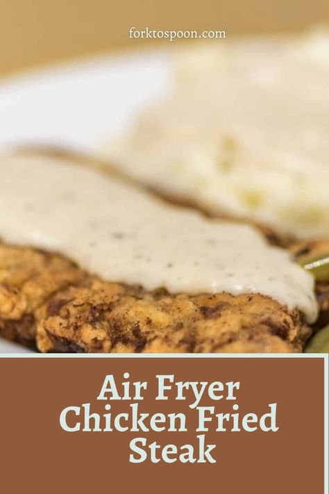 Air Fryer Chicken Fried Steak, Chicken Fried Steak Easy, Fried Cube Steaks, Beef Cube Steak Recipes, Chicken Fried Steak Recipe, Fried Steak Recipes, Air Fryer Steak, Cube Steak Recipes, Country Fried Steak