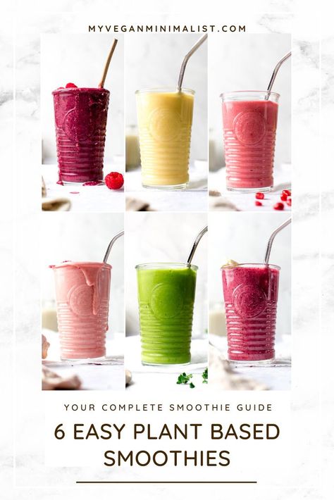 Vegan Juices And Smoothies, Juice Based Smoothies, Healthy Vegan Smoothie Recipes, Plant Based Drinks, Easy Vegan Smoothies, Vegan Smoothie Recipes Plant Based, Wfpb Smoothie Recipes, Healthy Vegan Smoothies, Plant Based Smoothies Recipes