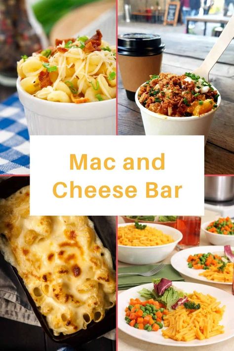 Wondering how to take your mac and cheese bar to the next level? Here are some amazing mac and cheese toppings that you can set up at the bar! Max And Cheese Bar Toppings, Mac And Cheese Board Ideas, Toppings For Mac And Cheese, Mac And Cheese Party Decorations, Mac Cheese Bar, Mac And Cheese Station Wedding, Mac And Cheese Bar Parties, Loaded Mac And Cheese Bar, Macaroni And Cheese Toppings