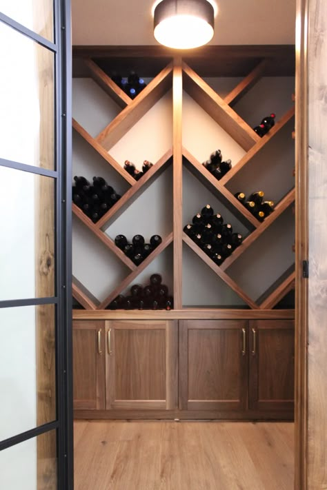 Wine Cellar Design #winecellar #wineroom #winecloset #customcabinets Diy Built In Wine Rack Cabinets, Cozy Wine Room, Modern Built In Wine Storage, Wine Storage Lighting, Wine Bookshelf, Built In Wooden Wine Rack, Under Stair Wine Storage, Wall Wine Storage Wood, Diy Cellar