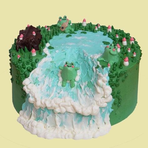 Frog Cake, Pastel Cupcakes, Cute Baking, Pretty Dessert, Pretty Birthday Cakes, Cute Birthday Cakes, Just Cakes, Cake Inspo, Kawaii Food