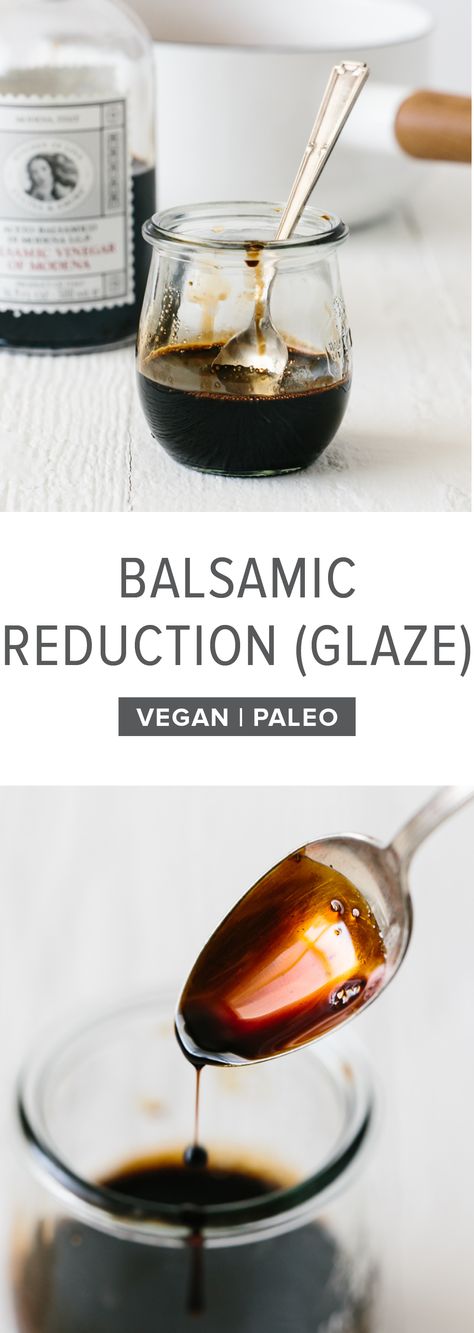 It's easy to make balsamic reduction (balsamic glaze) at home. It just takes one ingredient and 15 minutes! Brat Food, Reduction Sauce, Magic Sauce, Balsamic Glaze Recipes, Glazed Vegetables, Paleo Sauces, Balsamic Reduction, Balsamic Chicken, Tasty Kitchen