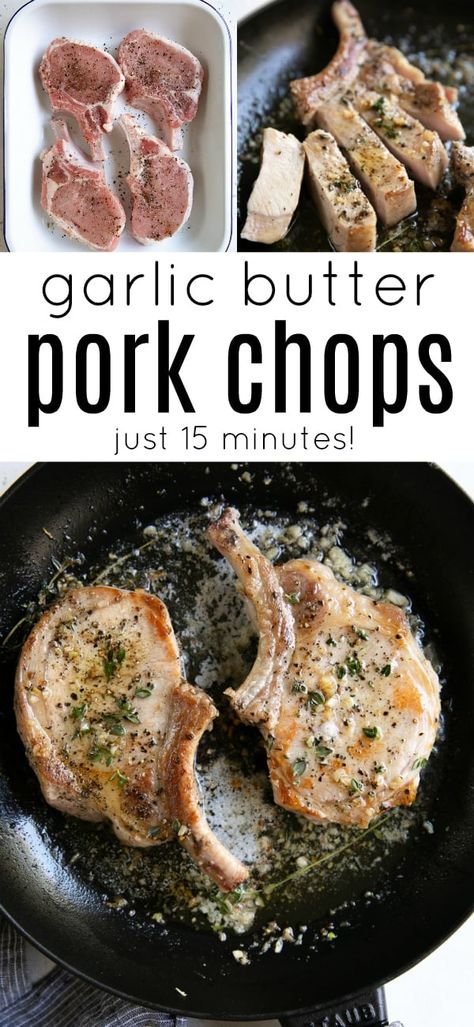 Garlic Butter Pork Chops, Butter Pork Chops, Skillet Pork Chop Recipes, Skillet Pork Chops, Pork Chop Recipes Crockpot, Pork Chop Recipe, Tender Pork Chops, Easy Pork Chops, Easy Pork Chop Recipes