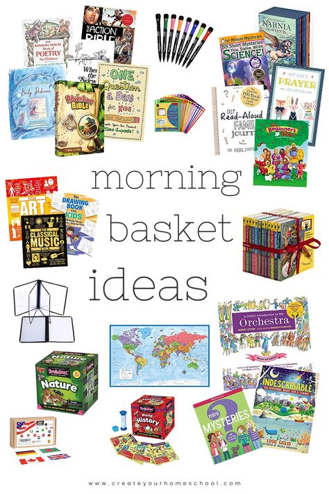 Morning Basket Middle School, Homeschool Enrichment Ideas, Morning Basket Homeschool 2nd Grade, Homeschool Essentials Preschool, Morning Basket 2nd Grade, Screen Free Morning Basket, Morning Time Basket Homeschool, Morning Baskets For Older Kids, Morning Basket Ideas For Older Kids