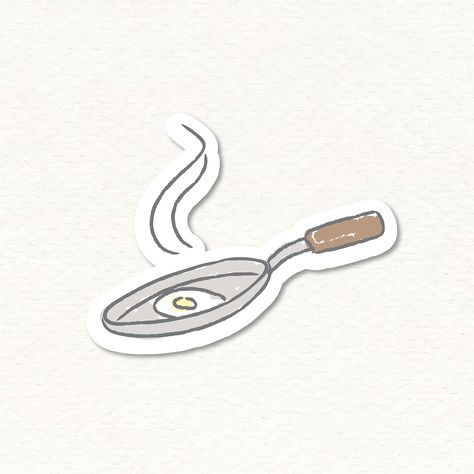 Frying Pan Tattoo, Frying Pan Illustration, Fried Egg Tattoo, Frying Pan Drawing, Pan Drawing, Egg Tattoo, Pan Kitchen, Kitchen Drawing, Huevos Fritos